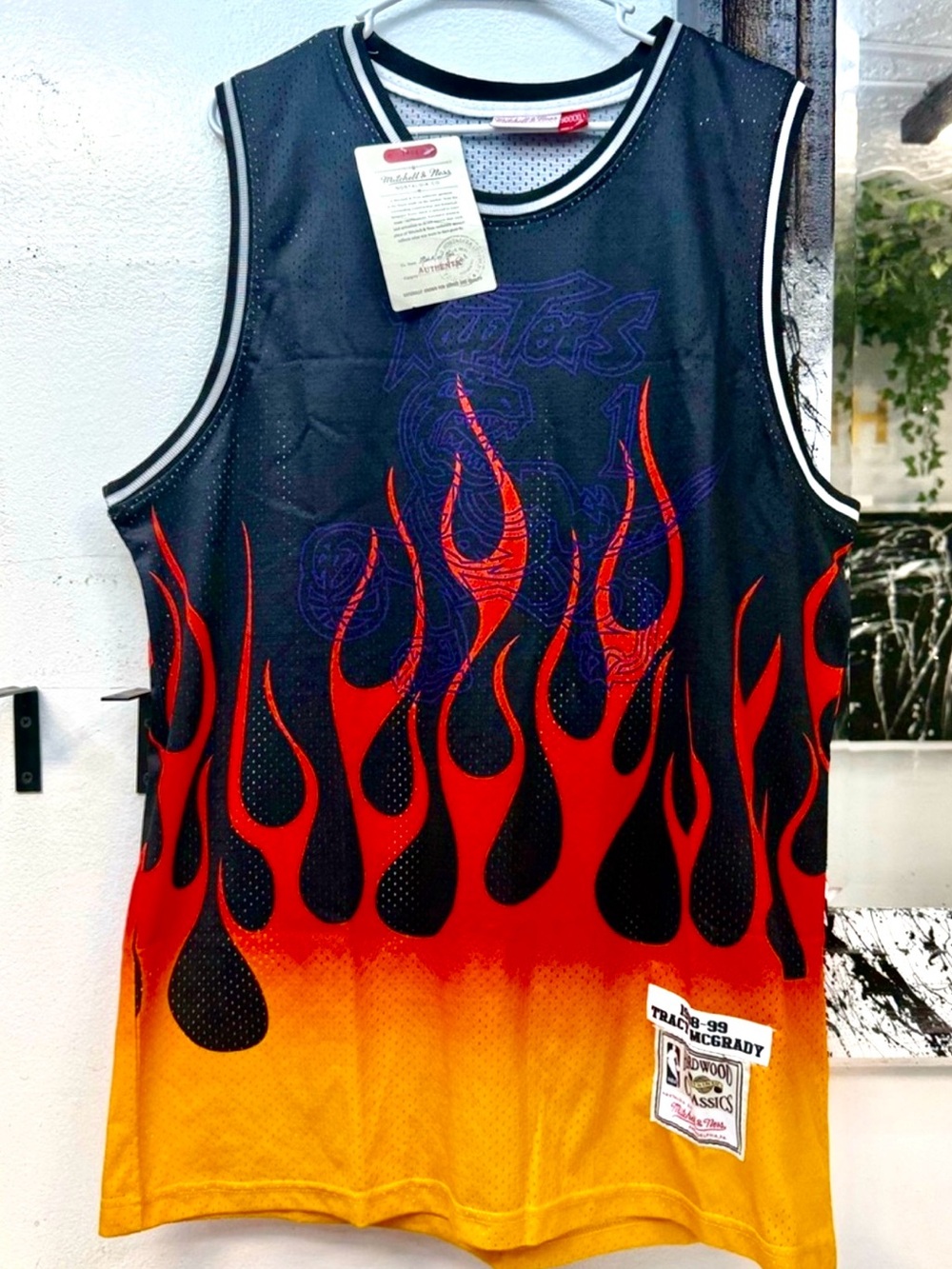 Toronto Raptors NBA x Mitchell & Ness Black Red Orange Flame Basketball Jersey